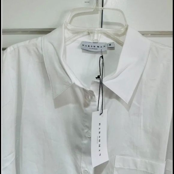 NWT Harshman Crisp White Button Down Tunic Shirt Medium - Picture 2 of 6